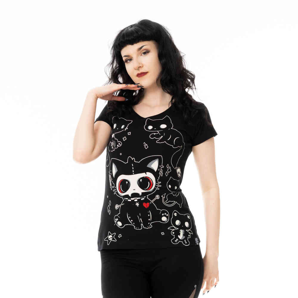Cupcake Cult - Phantom Kitty Dames Tshirt - Zwart